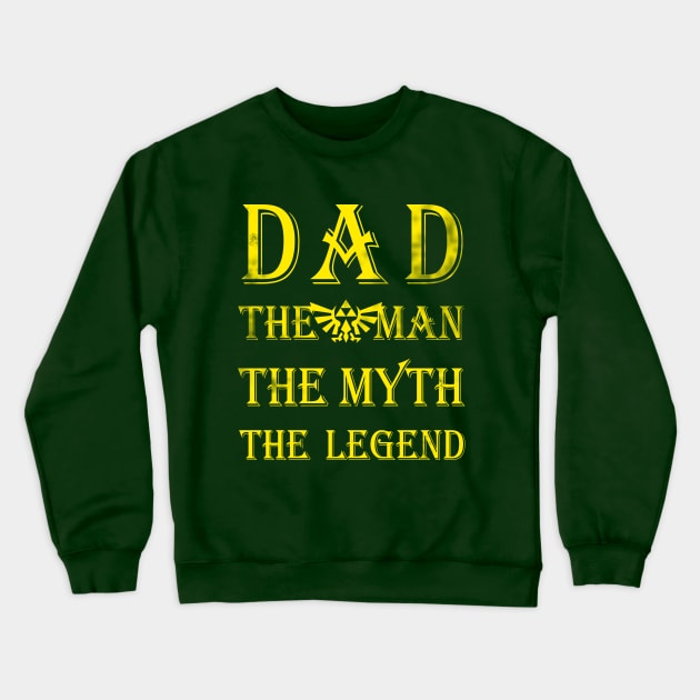 Dad- The Legend - Distressed Yellow Crewneck Sweatshirt by tonitails